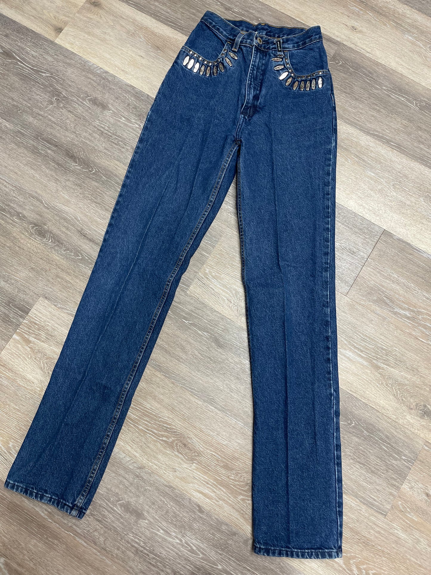 Size 26/3 XL Vintage Rockies Denim Jeans with studded pocket detail