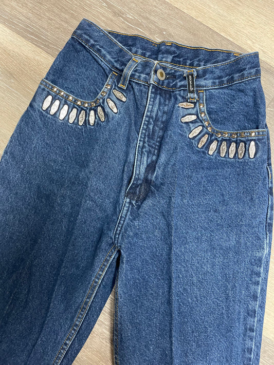 Size 26/3 XL Vintage Rockies Denim Jeans with studded pocket detail
