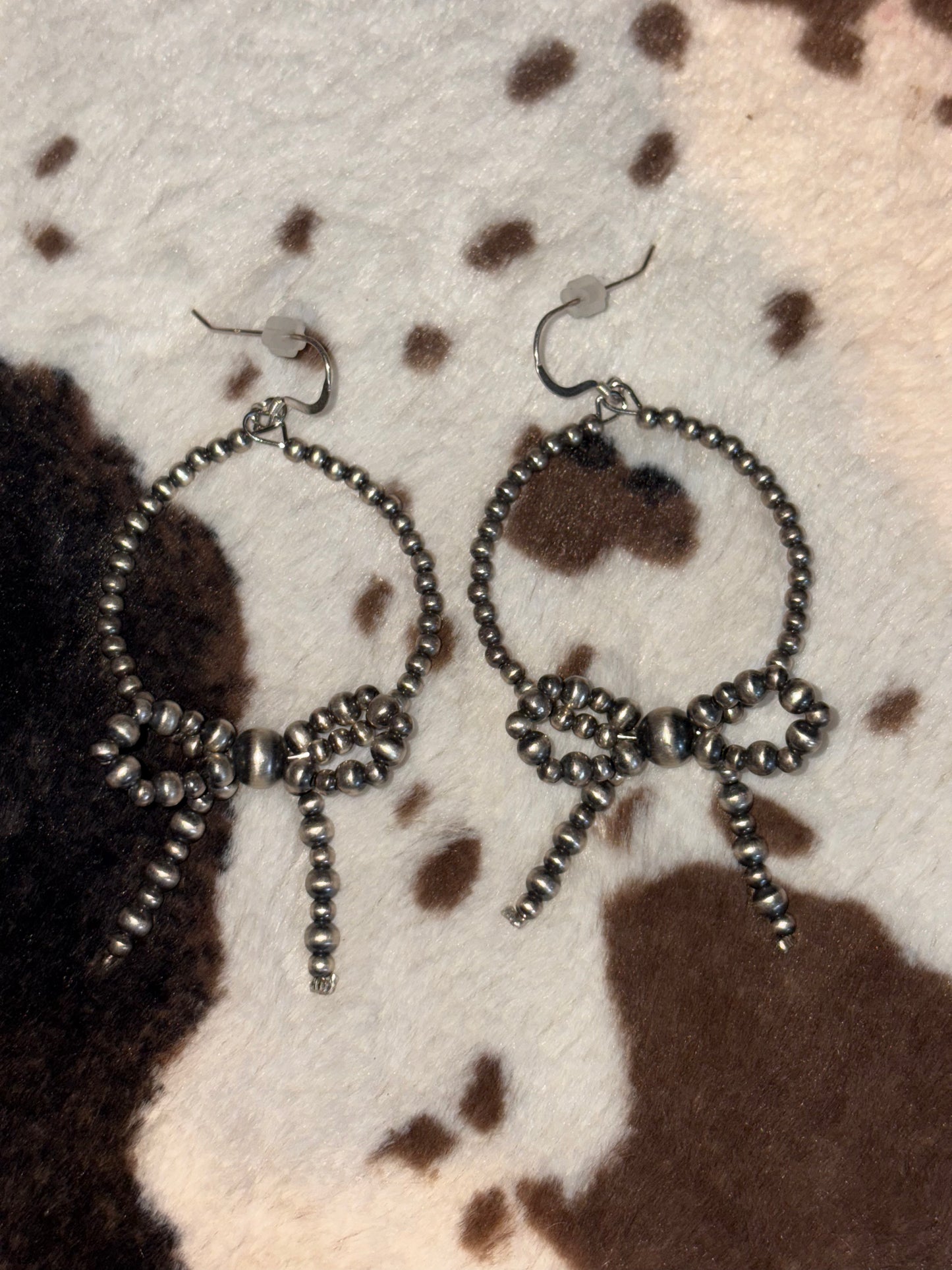 Navajo Pearl Bow Hoop Earrings