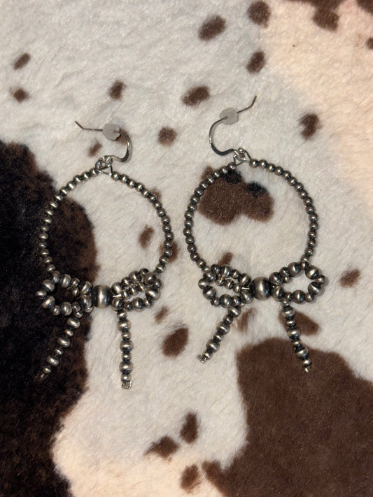 Navajo Pearl Bow Hoop Earrings